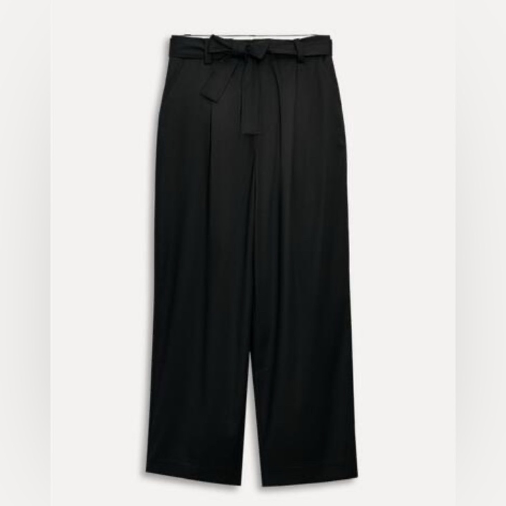 ZARA Black Women's pants wool belted - Picture 2 of 4